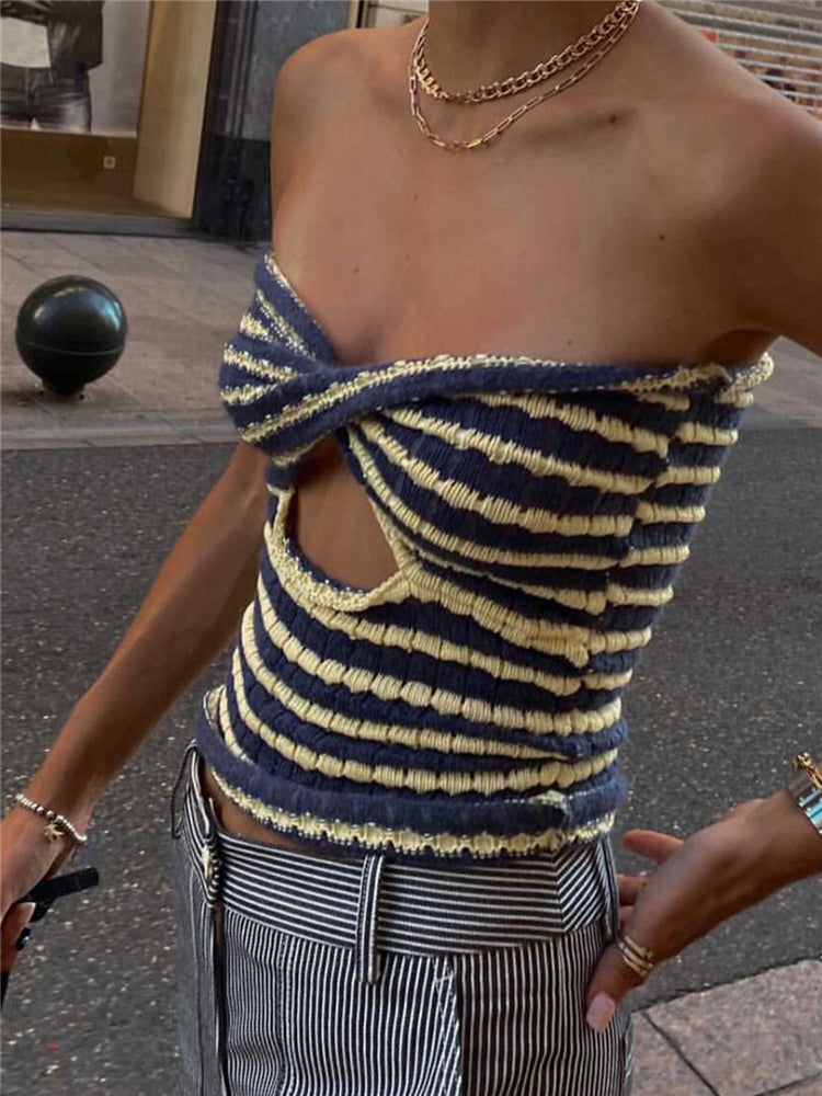 Tossy 2022 Off Shoulder Knit Tube Top Sexy Strapless Backless Bustier