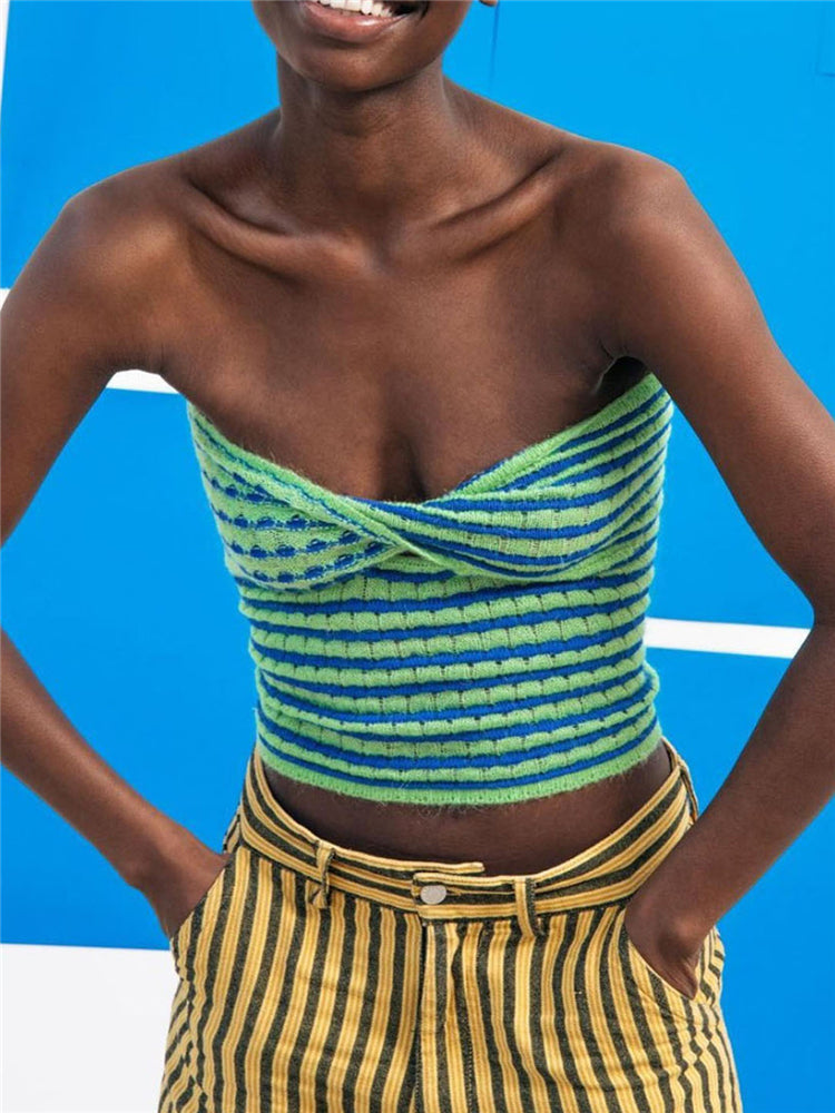Tossy 2022 Off Shoulder Knit Tube Top Sexy Strapless Backless Bustier