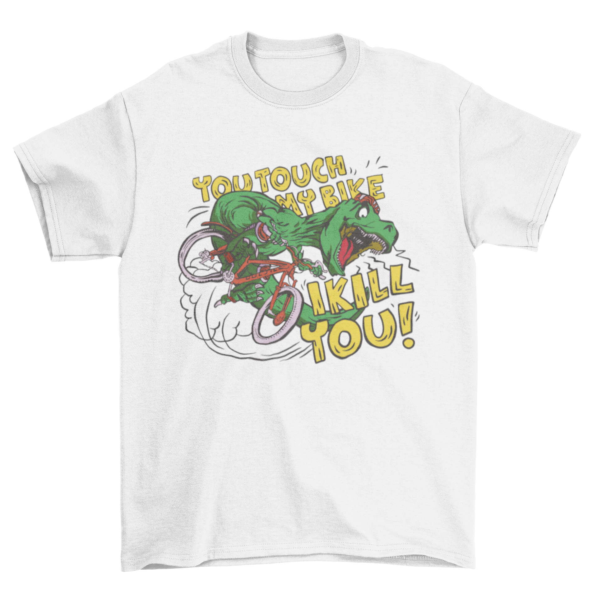 Mad biker t-rex t-shirt design