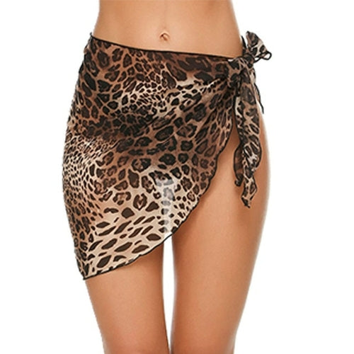 Women Chiffon Short Sarongs Ruffle Hem Bikini Cover Ups Beach Swimsuit