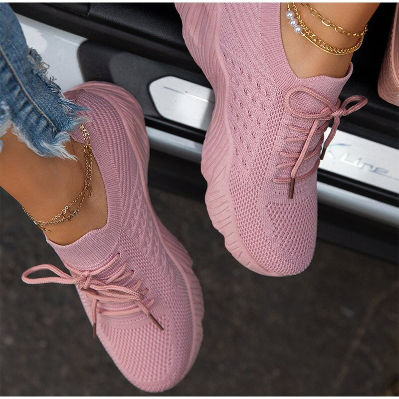 Women Sneakers Breathable Casual Women Sports Shoes Lace Up Ladies