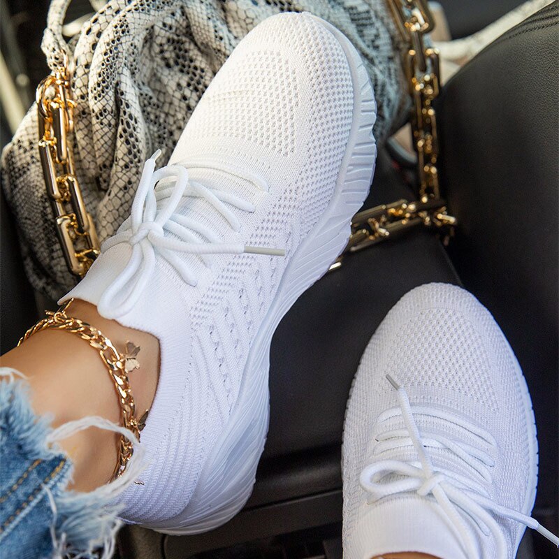 Women Sneakers Breathable Casual Women Sports Shoes Lace Up Ladies