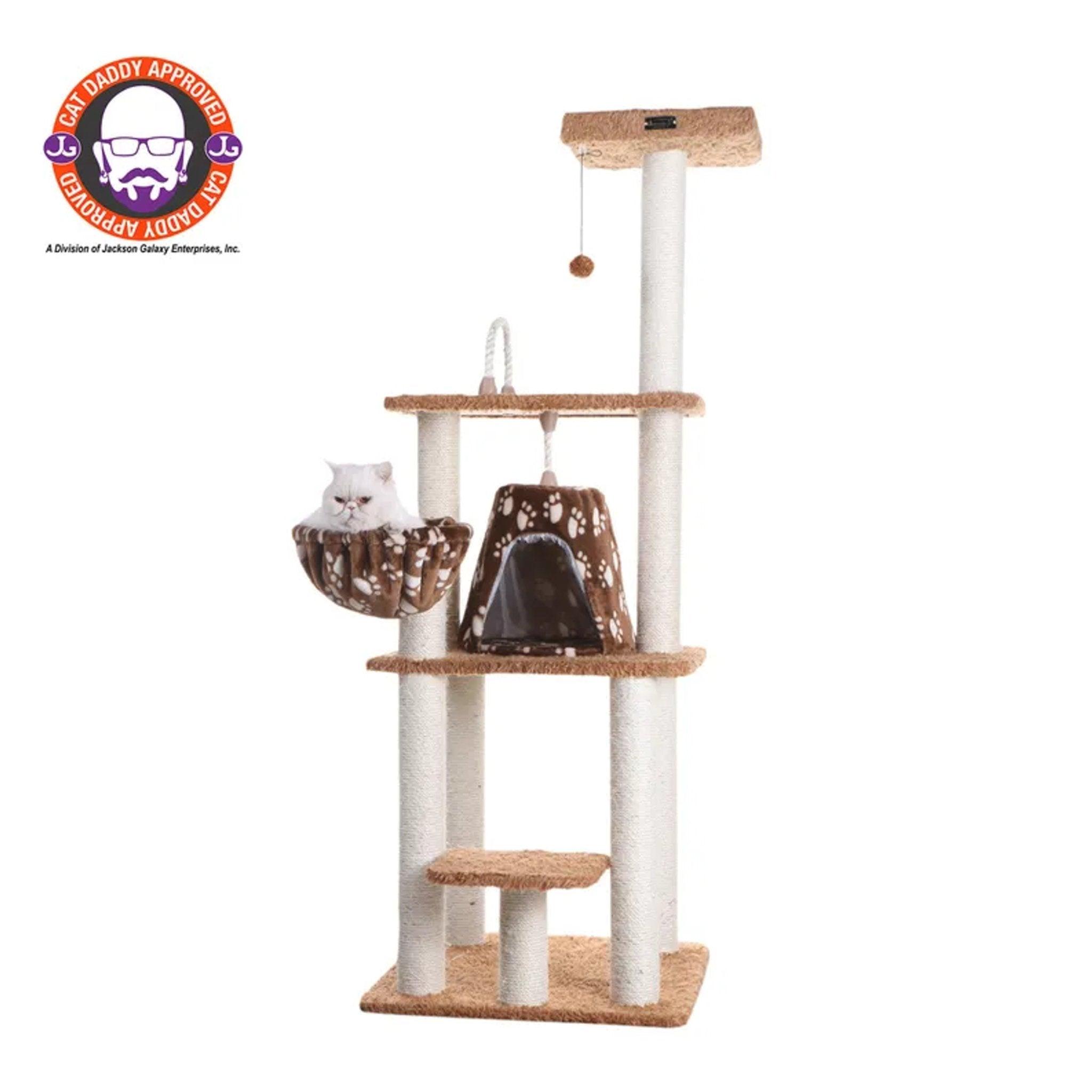 Armarkat Brown Carpet Cat Tower with Playhouse and Scratching Posts