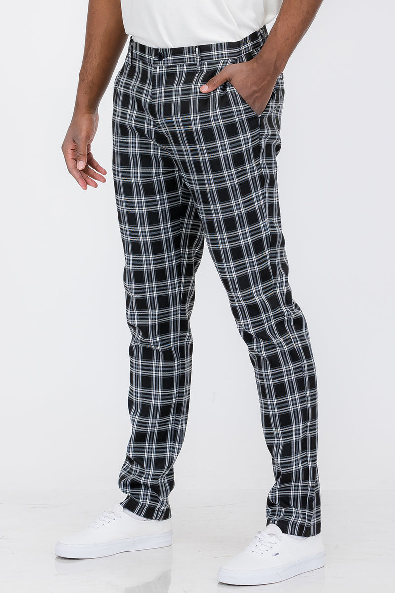 Plaid Slim Fit Trouser Pants SR010