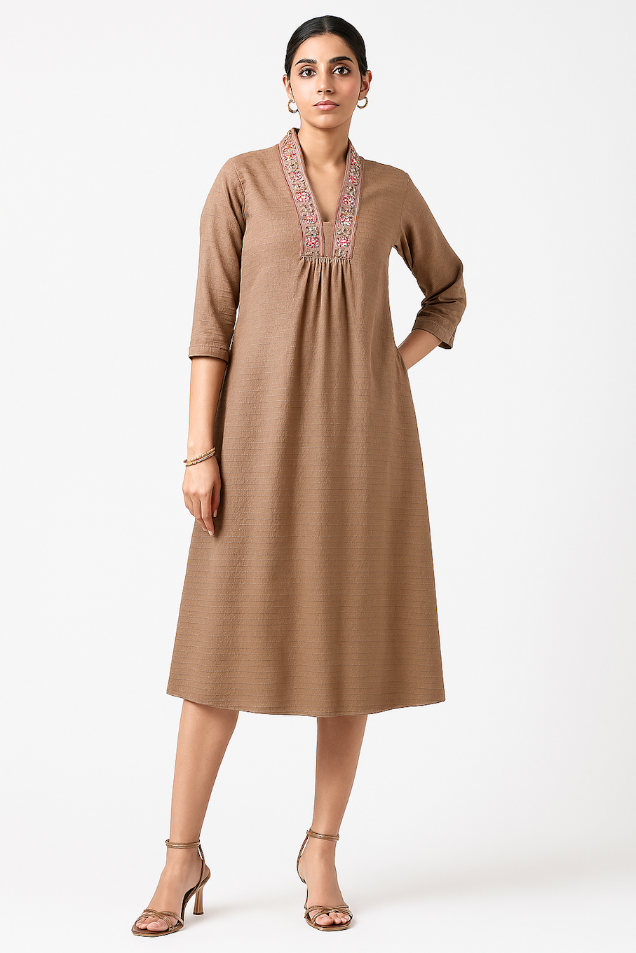 Ethinic Women  Kurta Set-Tan (Size-S) |D13