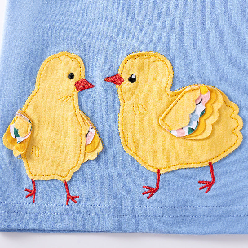 Autumn and Spring Arrival Animals Cartoon and Floral Pattern Long