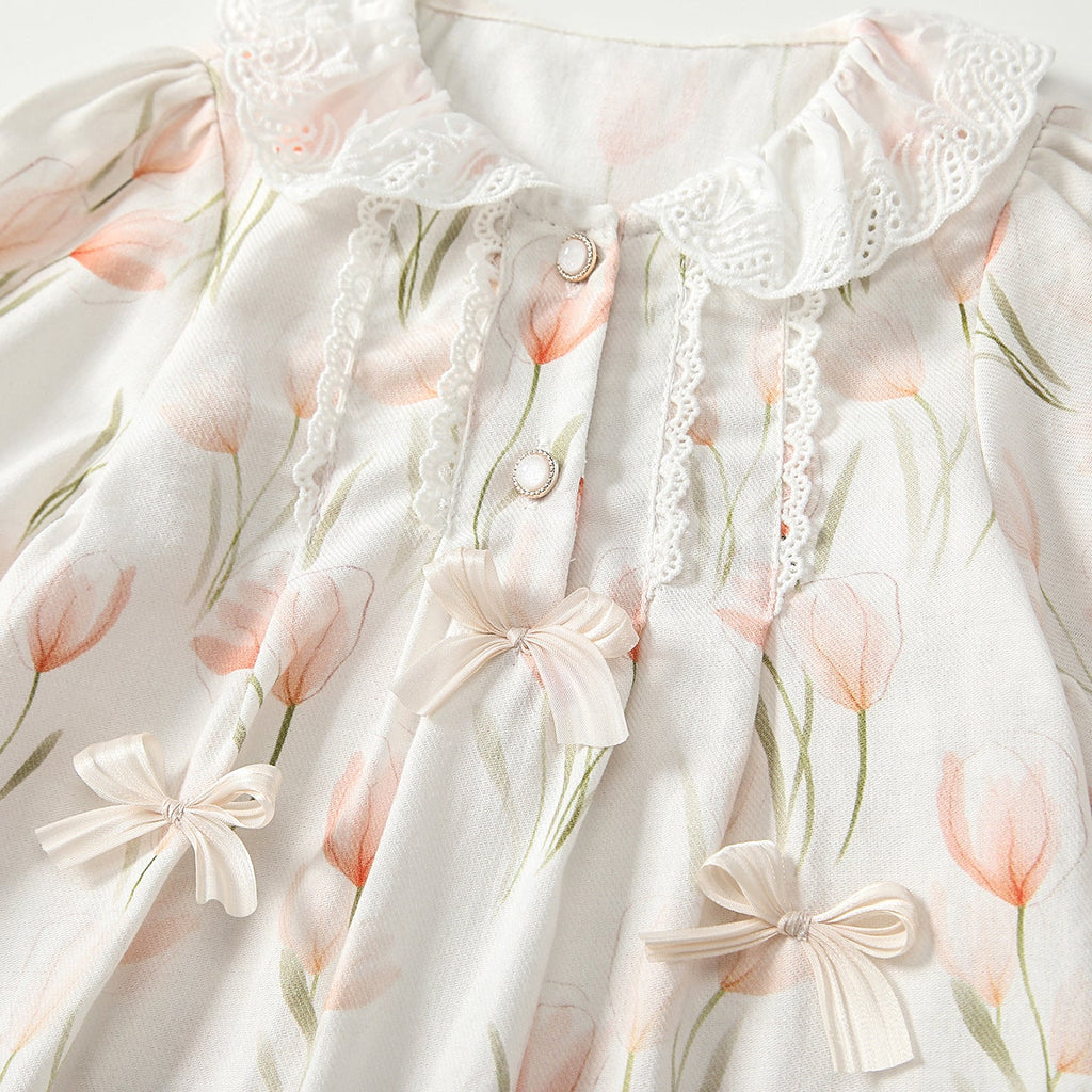 Arrival Autumn Baby Girls Flowers Pattern Long Sleeves Rompers with