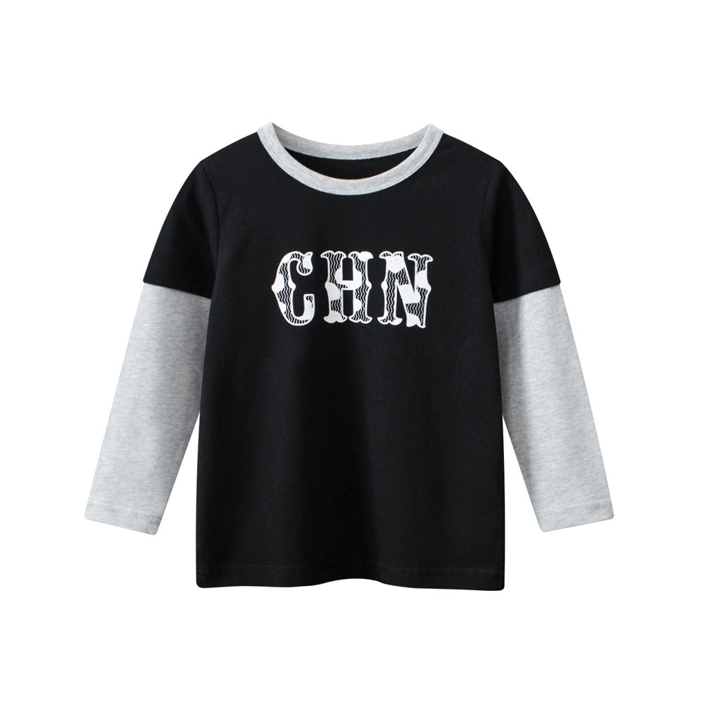 Autumn Baby Kids Boys Letters Print Long Sleeves Crew Neck Color