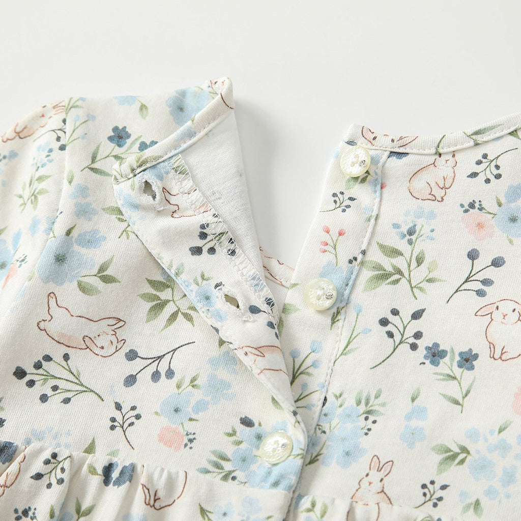 Arrival Autumn Baby Girls Floral Long Sleeves Rabbit Pattern