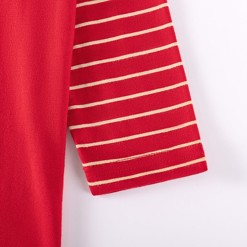 Autumn and Spring Arrival Christmas Cartoon Pattern Striped Long