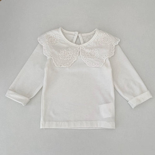 Autumn Arrival Baby Unisex Casual Thin White Long Sleeves Top with