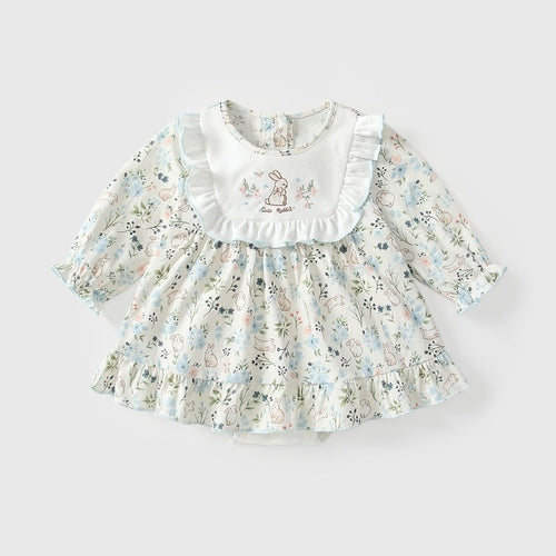 Arrival Autumn Baby Girls Floral Long Sleeves Rabbit Pattern
