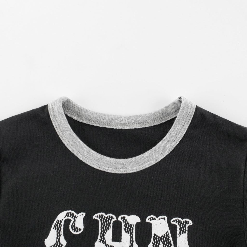 Autumn Baby Kids Boys Letters Print Long Sleeves Crew Neck Color