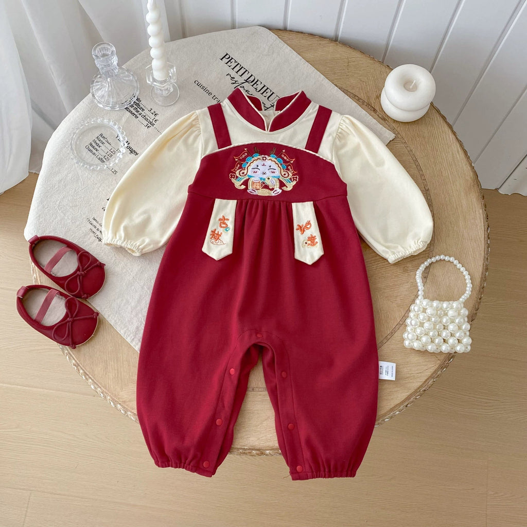 Autumn Arrival Baby Girls Long Sleeves Cartoon and Letters Embroidered