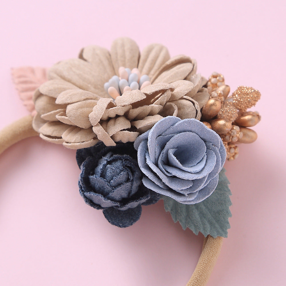 Baby Floral Decoration Design Elastic Hair Rope 2 pcs.