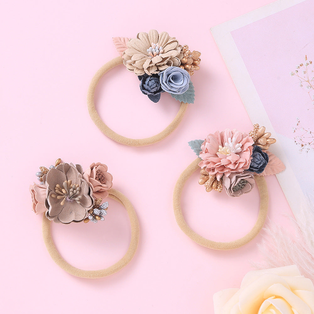 Baby Floral Decoration Design Elastic Hair Rope 2 pcs.